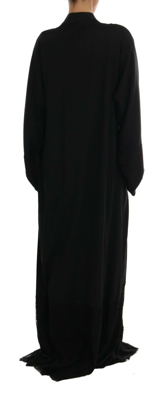 Black Silk Ricamo Kaftan Abaya Dress - coffeewithmee2Dolce & GabbanaP5683S