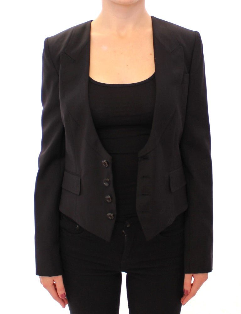 Black Silk Scarf Back Blazer Jacket - coffeewithmee2Dolce & GabbanaP1200S