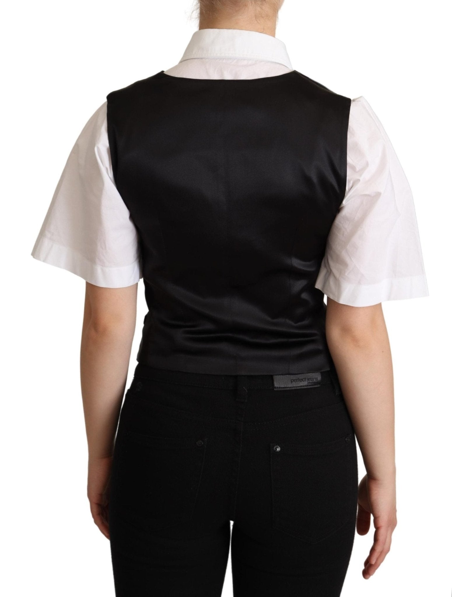 Black Silk Sleeveless Waistcoat Vest - coffeewithmee2Dolce & GabbanaP5287S