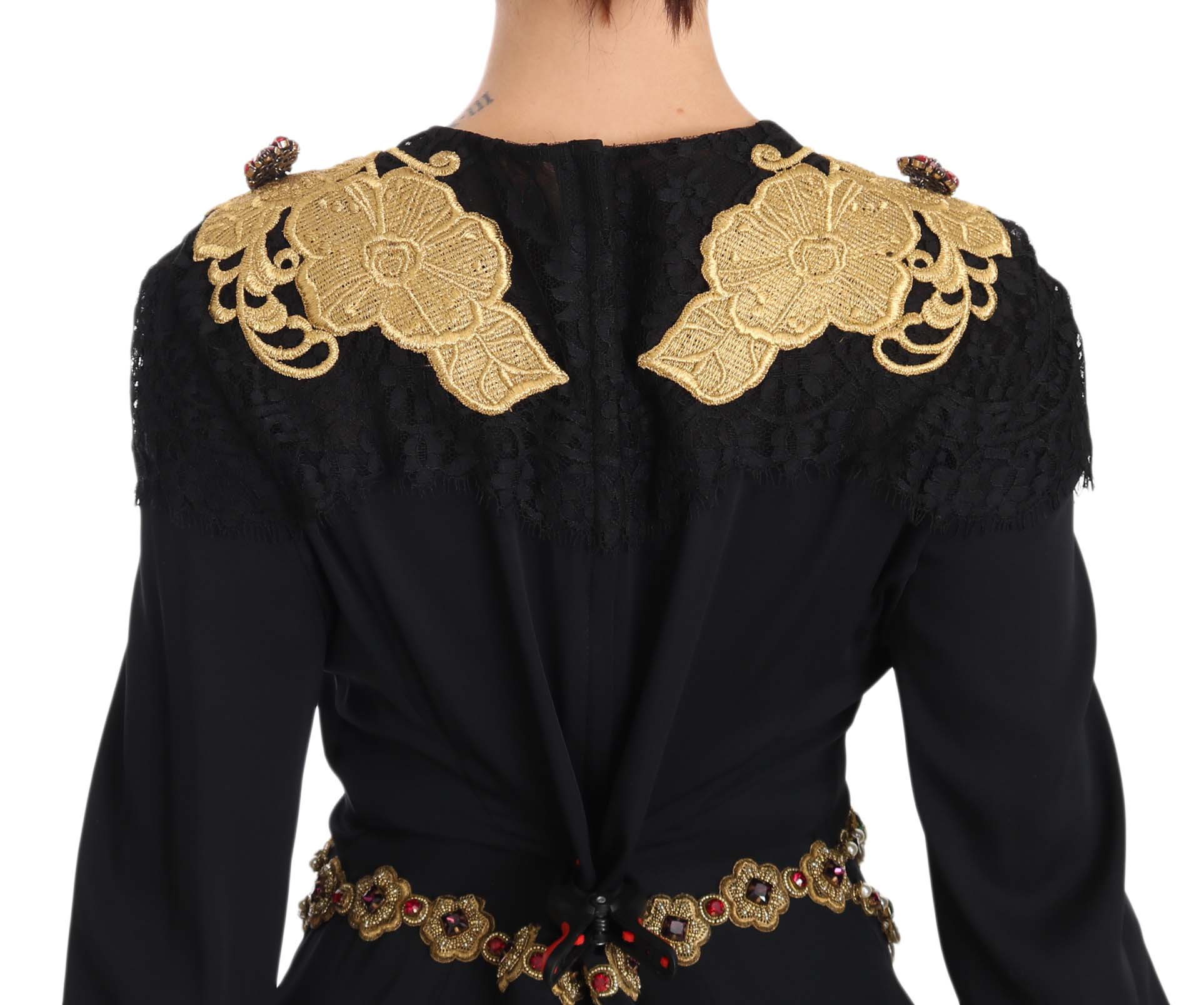 Black Silk Stretch Gold Crystal Dress - coffeewithmee2Dolce & GabbanaP1405S