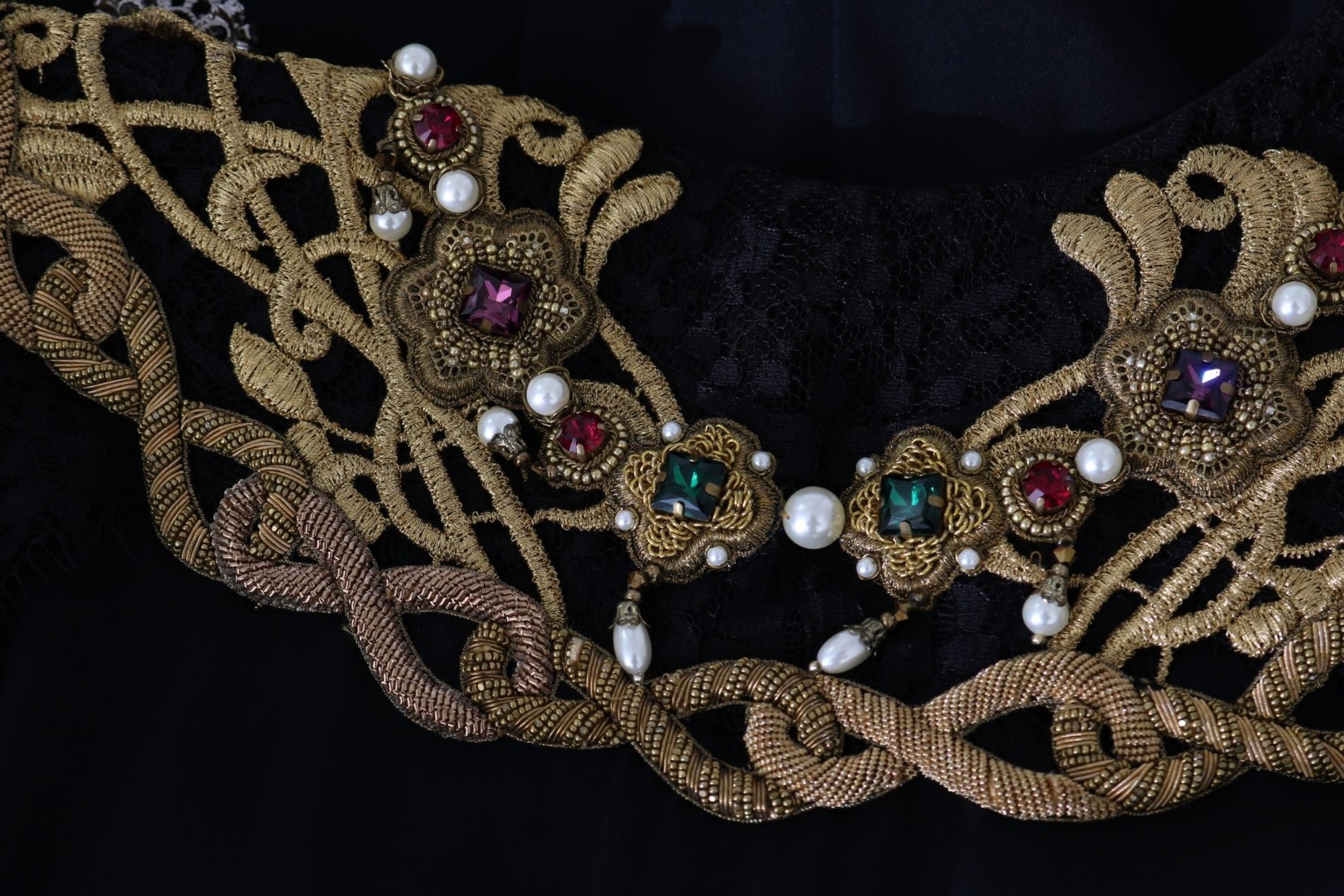 Black Silk Stretch Gold Crystal Dress - coffeewithmee2Dolce & GabbanaP1405S