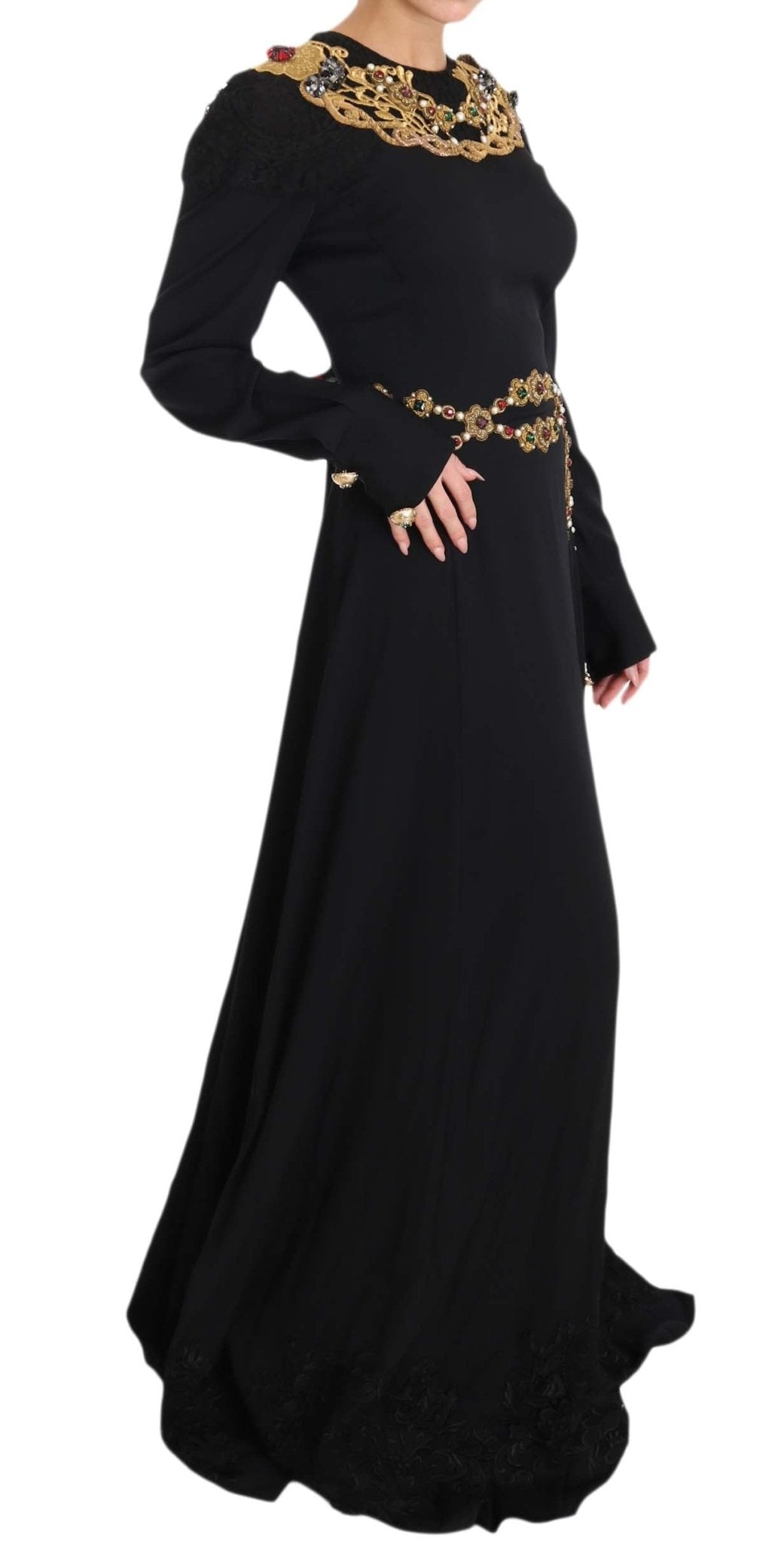 Black Silk Stretch Gold Crystal Dress - coffeewithmee2Dolce & GabbanaP1405S