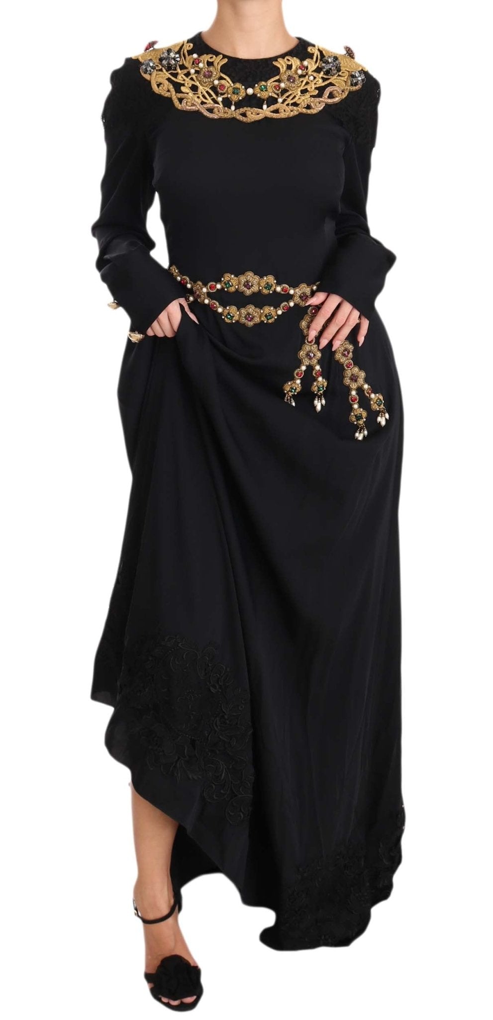 Black Silk Stretch Gold Crystal Dress - coffeewithmee2Dolce & GabbanaP1405S