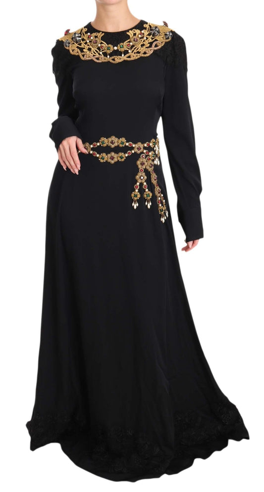 Black Silk Stretch Gold Crystal Dress - coffeewithmee2Dolce & GabbanaP1405S
