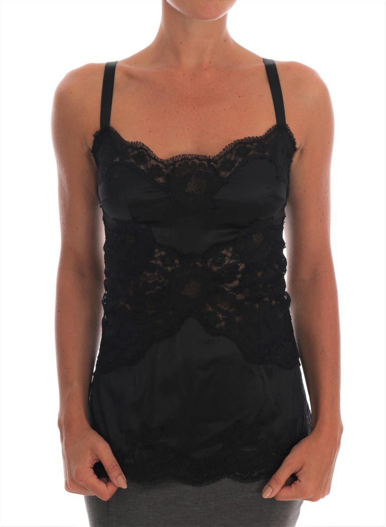 Black Silk Stretch Lace Top - coffeewithmee2Dolce & GabbanaP2048S
