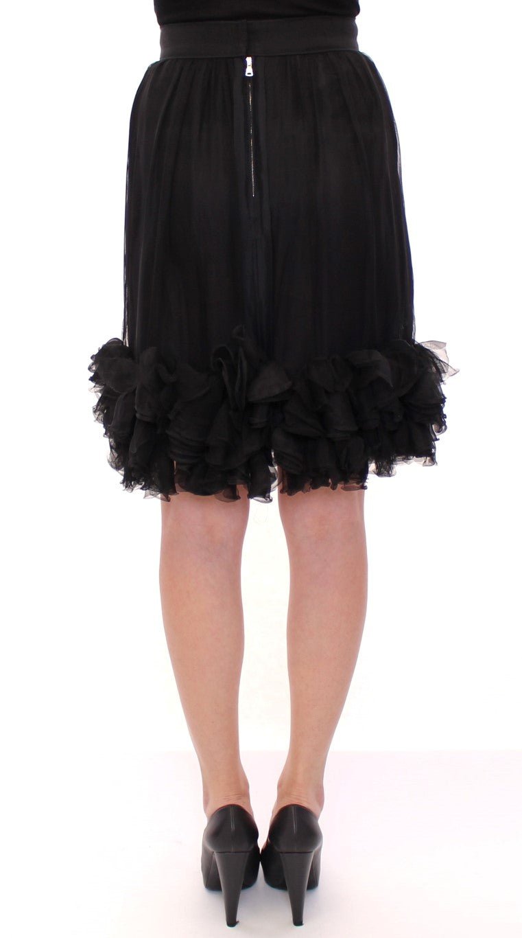 Black Silk Transparent Above Knees Skirt - coffeewithmee2Dolce & GabbanaP1261S