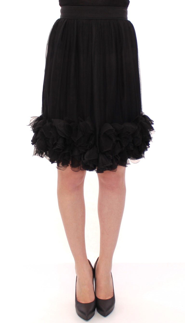 Black Silk Transparent Above Knees Skirt - coffeewithmee2Dolce & GabbanaP1261S