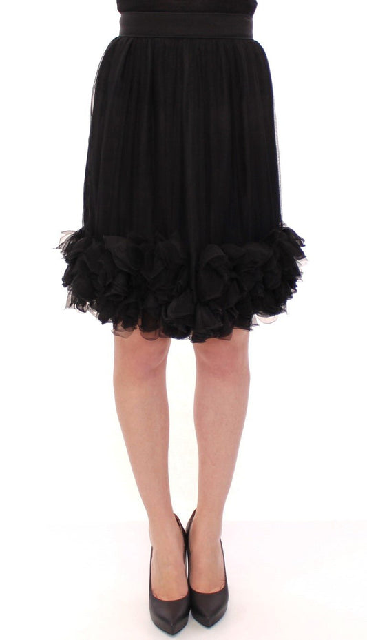 Black Silk Transparent Above Knees Skirt - coffeewithmee2Dolce & GabbanaP1261S