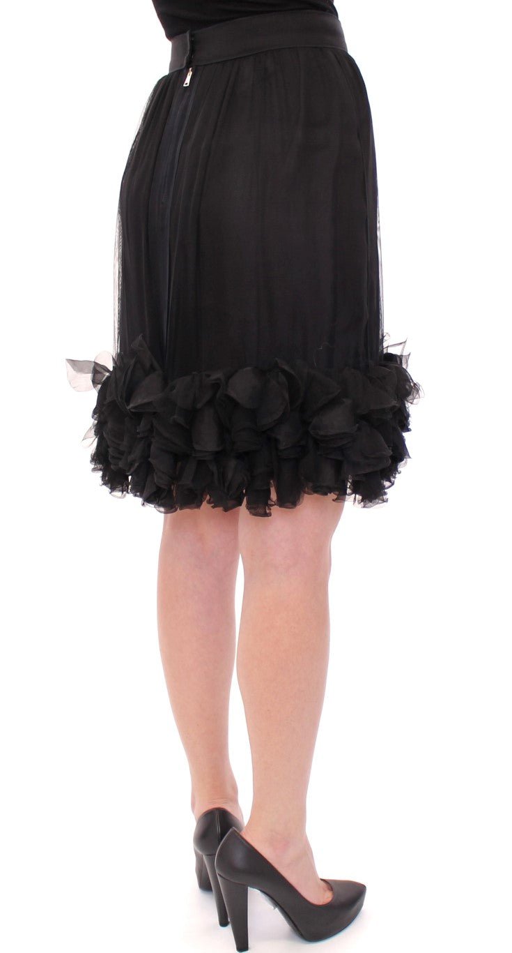 Black Silk Transparent Above Knees Skirt - coffeewithmee2Dolce & GabbanaP1261S