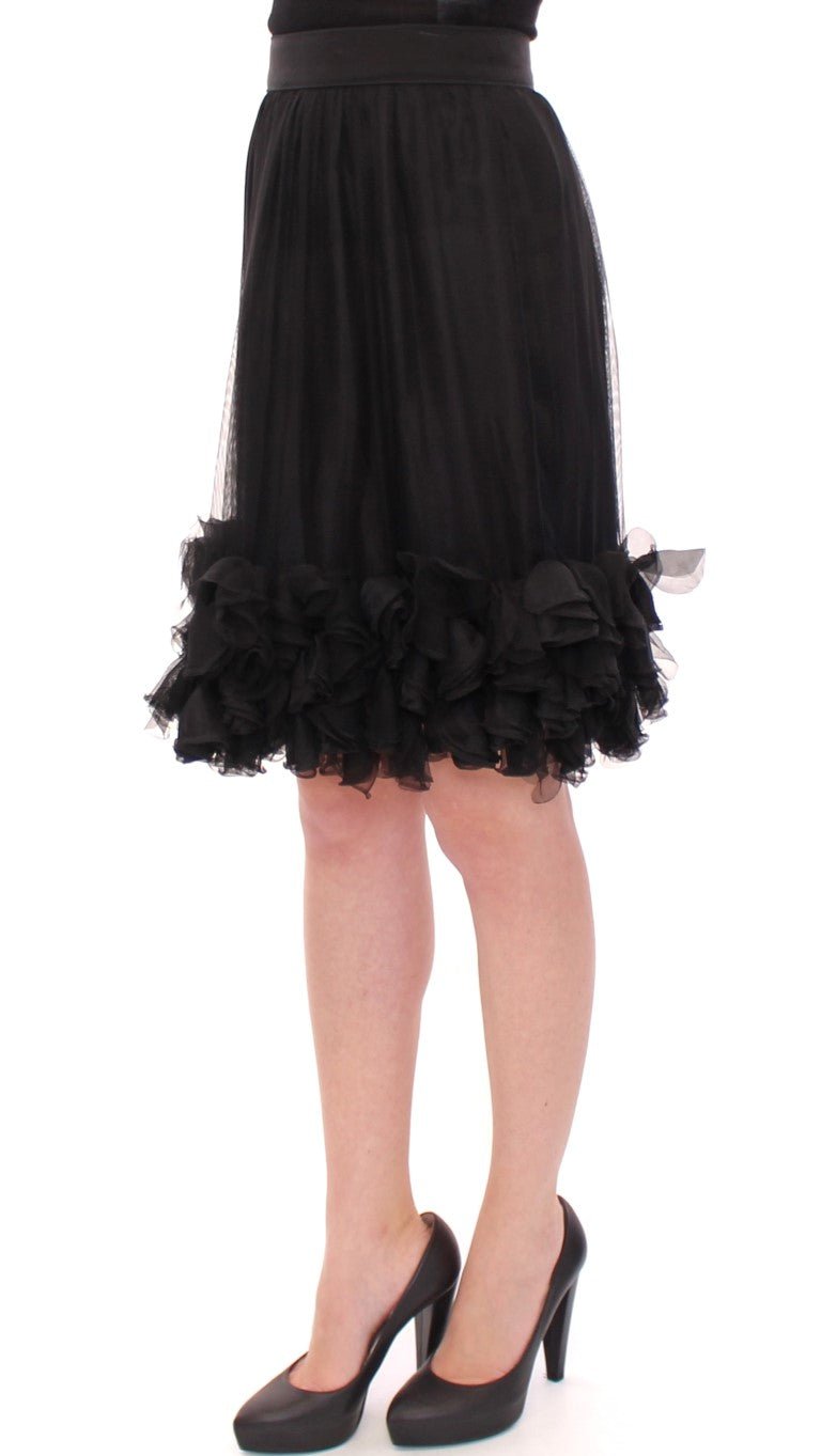 Black Silk Transparent Above Knees Skirt - coffeewithmee2Dolce & GabbanaP1261S