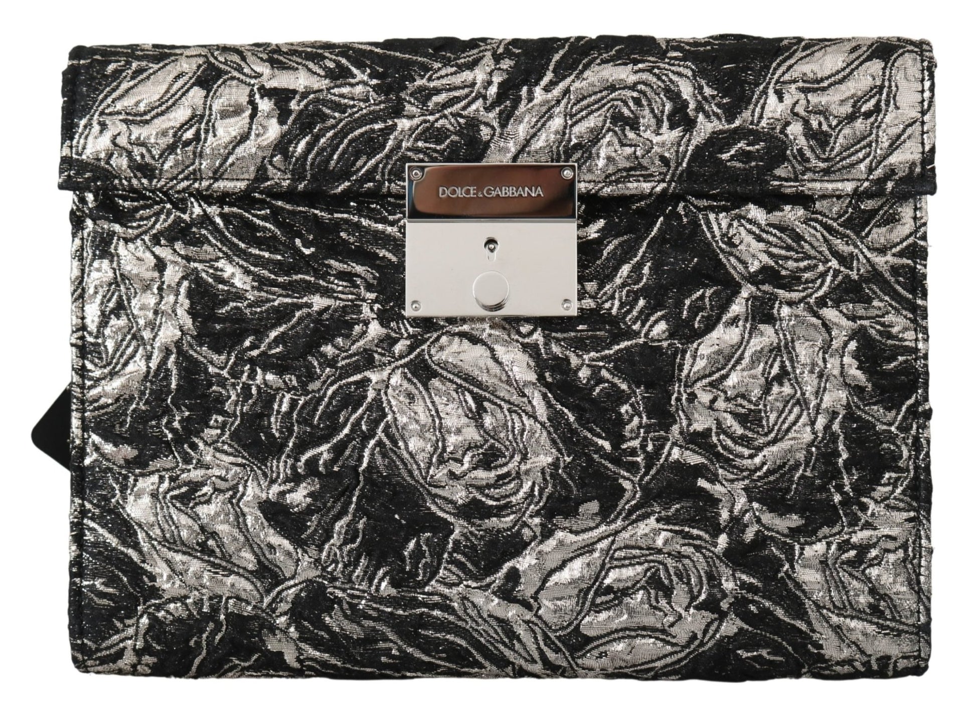 Black Silver Jacquard Leather Document Briefcase Bag - coffeewithmee2Dolce & GabbanaP0118S