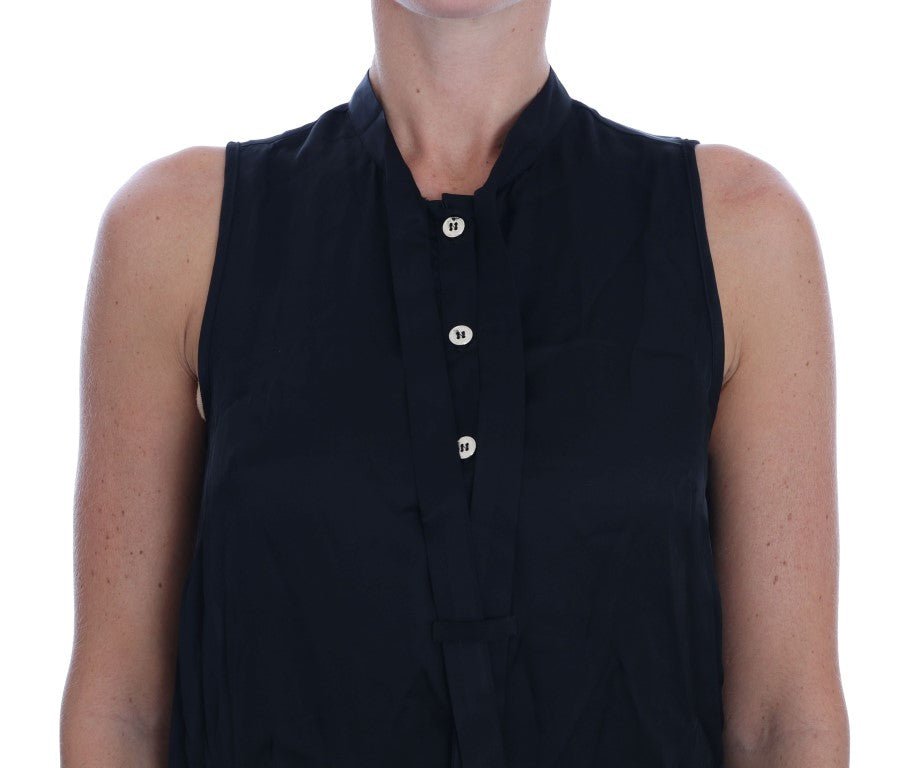 Black Sleeveless Viscose Blouse Top - coffeewithmee2Versace JeansP2024S