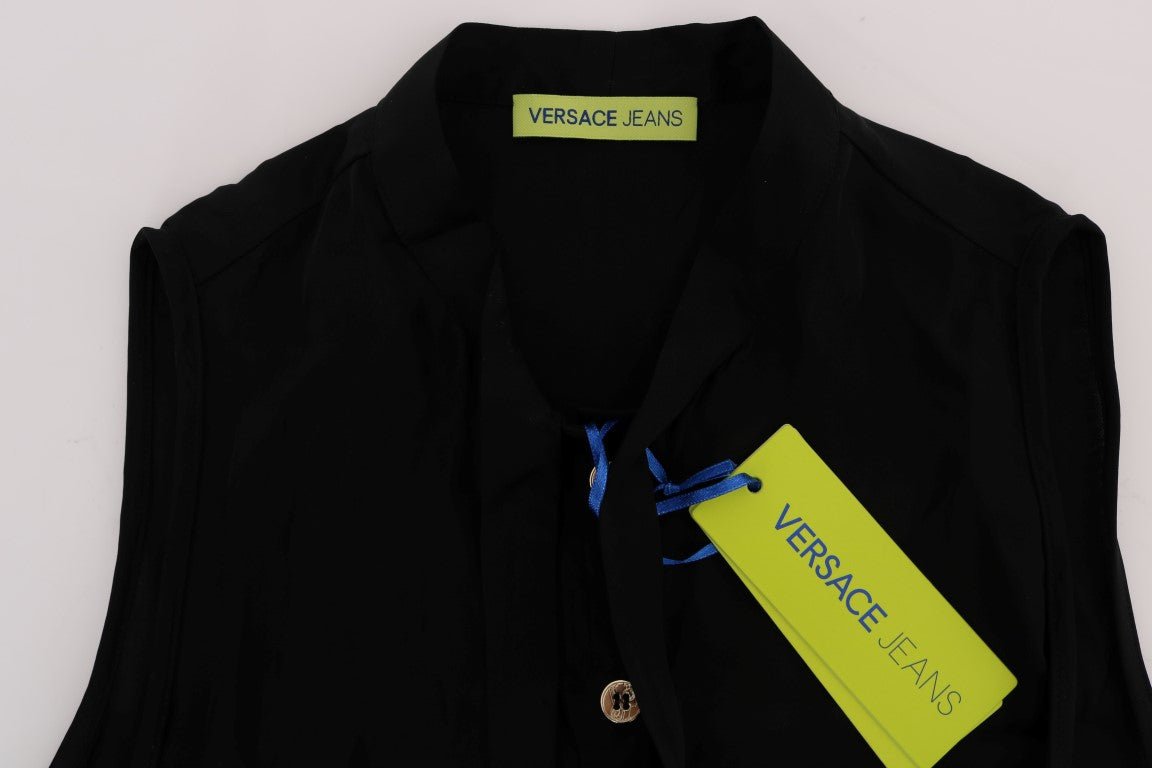 Black Sleeveless Viscose Blouse Top - coffeewithmee2Versace JeansP2024S