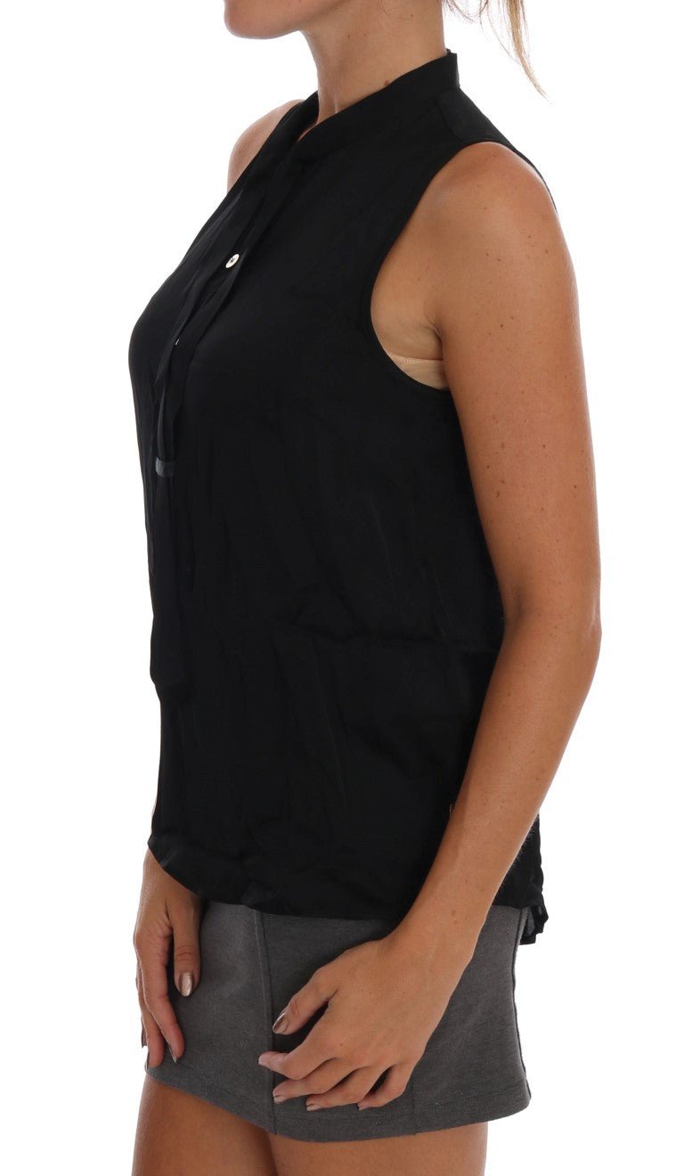 Black Sleeveless Viscose Blouse Top - coffeewithmee2Versace JeansP2024S
