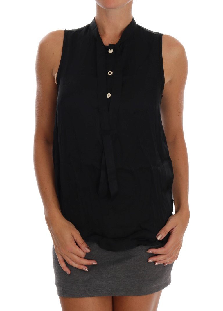 Black Sleeveless Viscose Blouse Top - coffeewithmee2Versace JeansP2024S