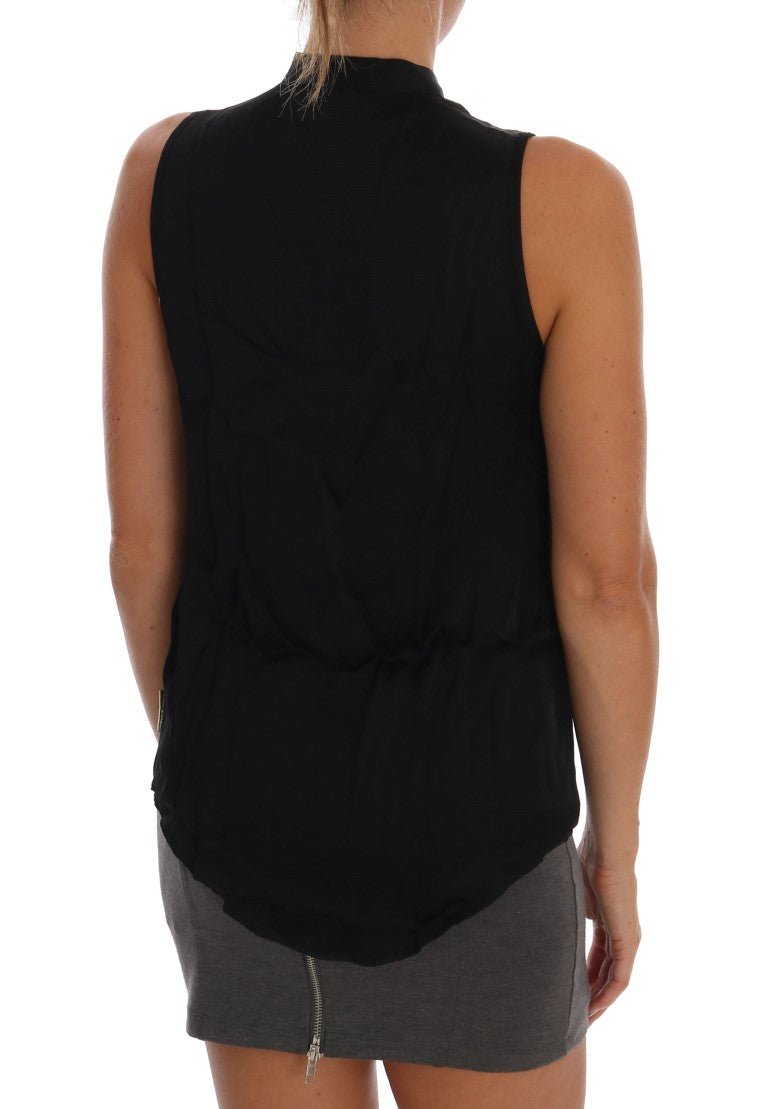 Black Sleeveless Viscose Blouse Top - coffeewithmee2Versace JeansP2024S