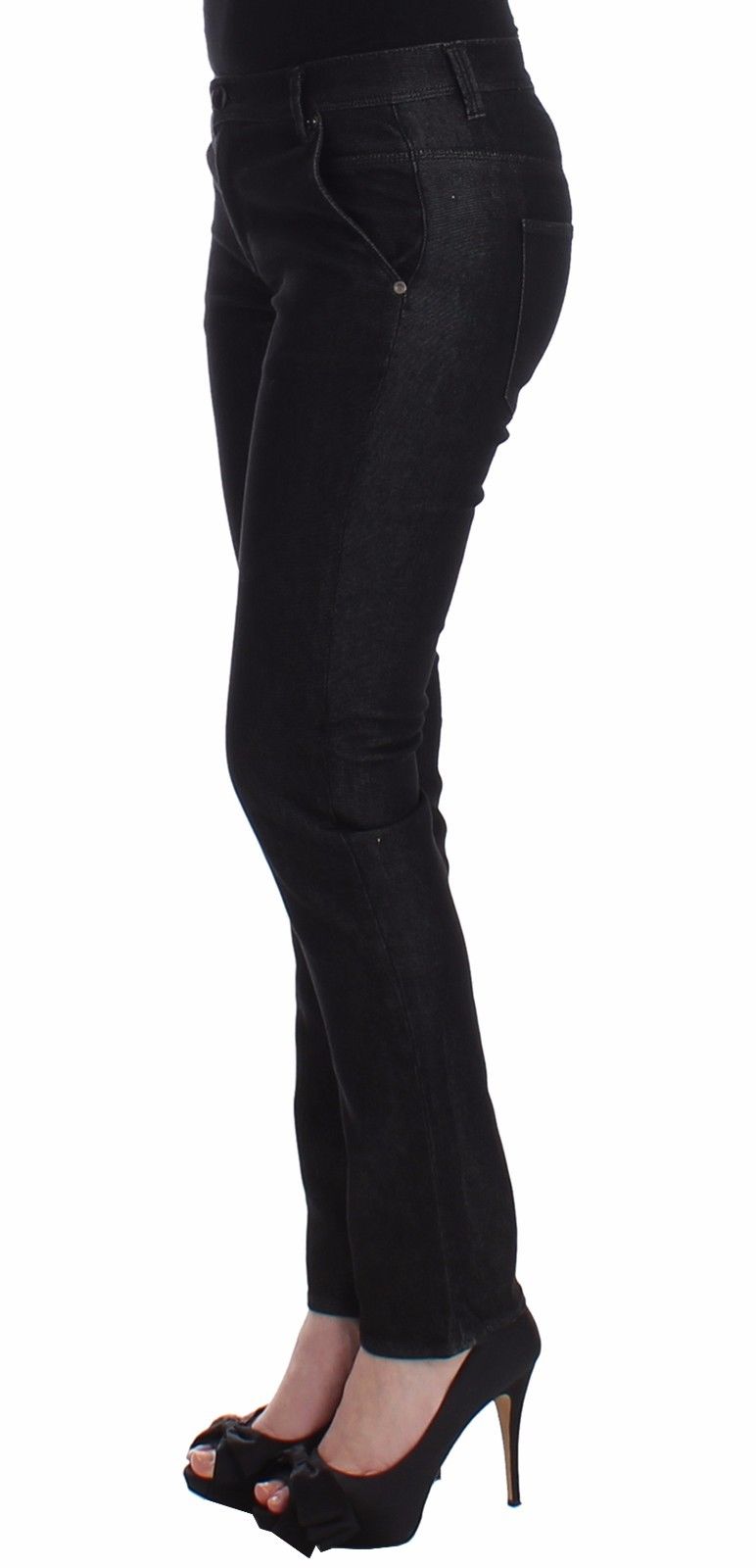 Black Slim Jeans Denim Pants Skinny Leg Stretch - coffeewithmee2Ermanno ScervinoP0849S
