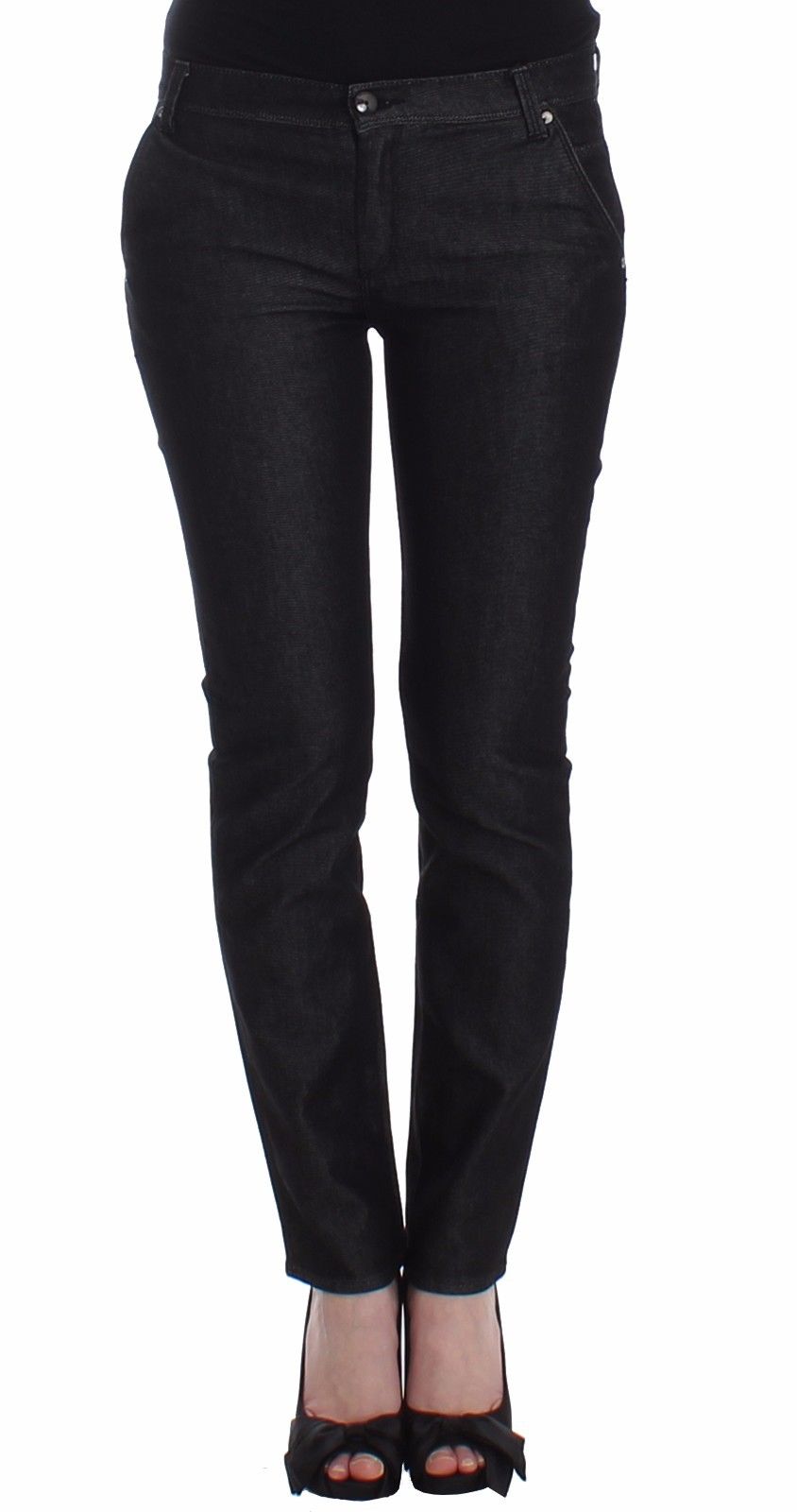 Black Slim Jeans Denim Pants Skinny Leg Stretch - coffeewithmee2Ermanno ScervinoP0849S