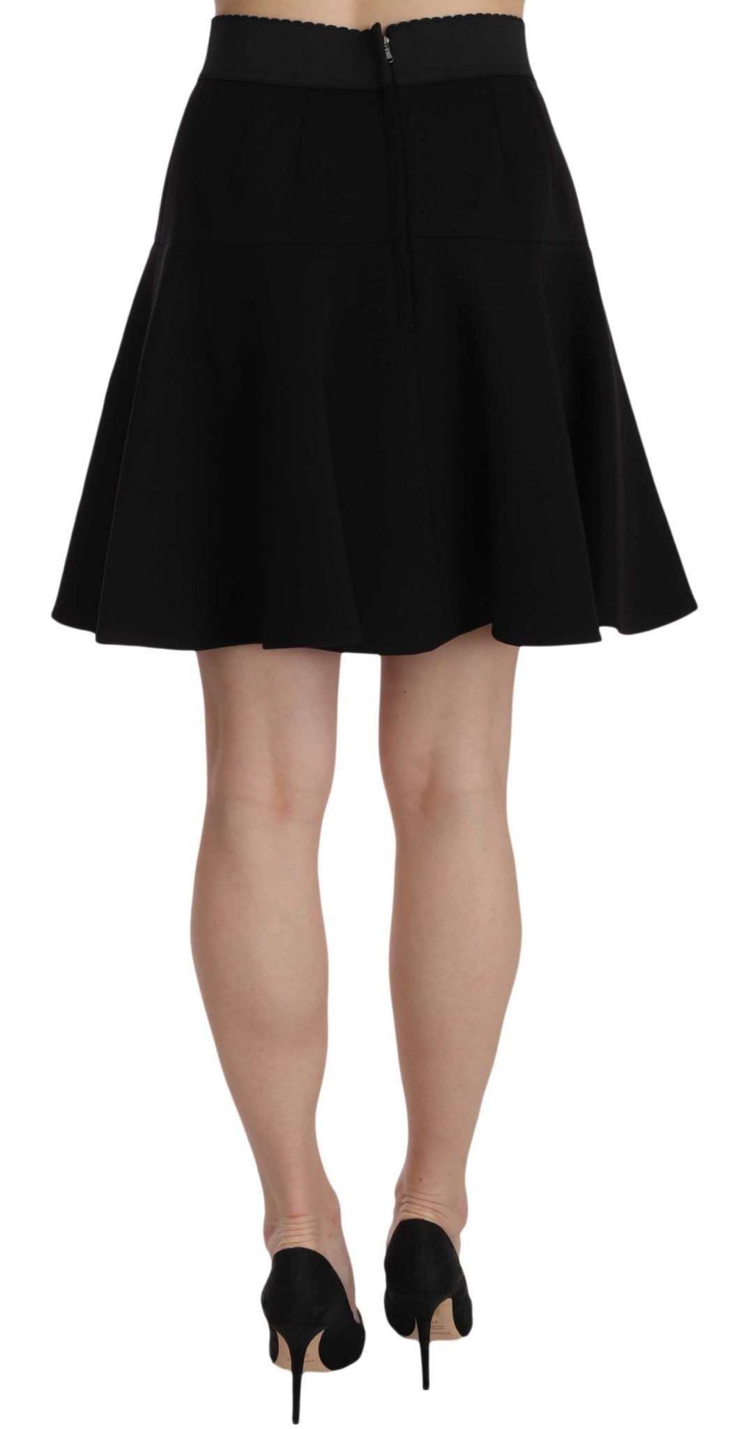 Black Solid A-line Fluted High Waist Mini Skirt - coffeewithmee2Dolce & GabbanaP1542S