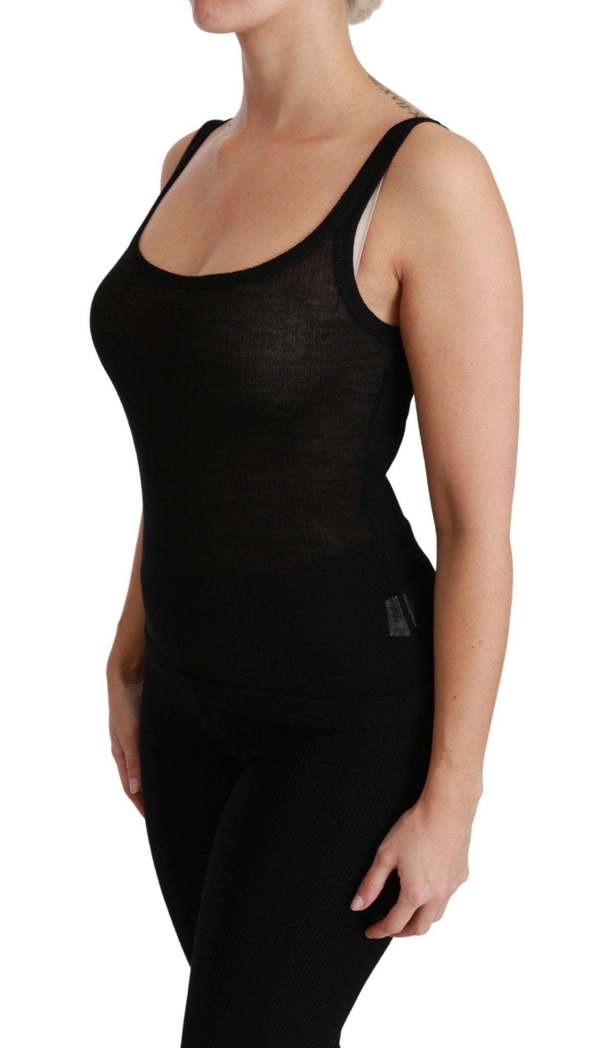 Black Spaghetti Strap Tank Cashmere Top T-shirt - coffeewithmee2Dolce & GabbanaP2813S