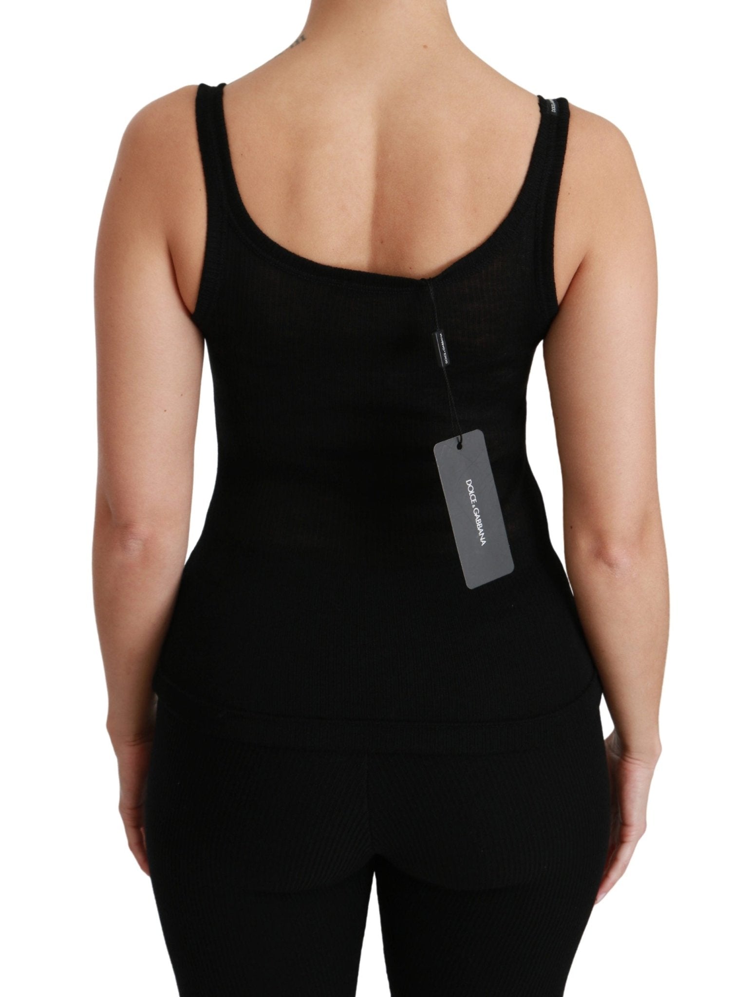 Black Spaghetti Strap Tank Cashmere Top T-shirt - coffeewithmee2Dolce & GabbanaP2813S