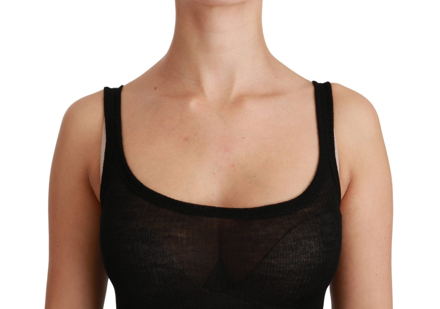 Black Spaghetti Strap Tank Cashmere Top T-shirt - coffeewithmee2Dolce & GabbanaP2813S