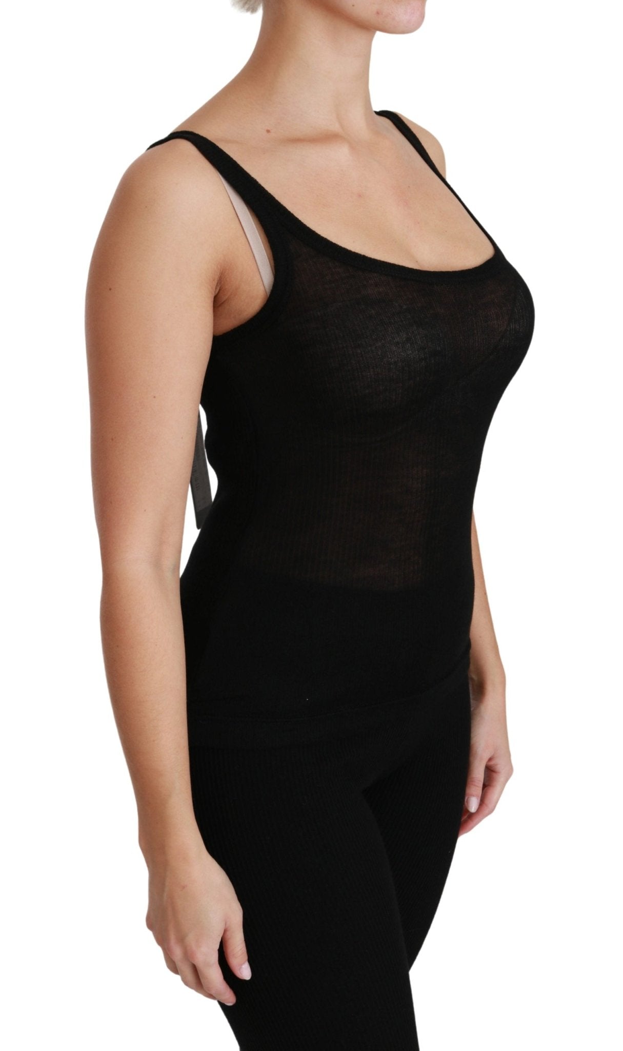 Black Spaghetti Strap Tank Cashmere Top T-shirt - coffeewithmee2Dolce & GabbanaP2813S