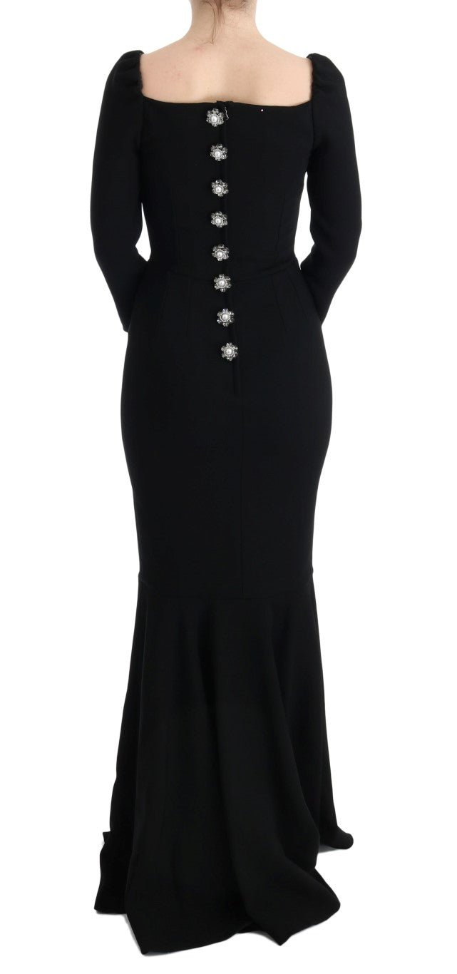 Black Stretch Crystal Sheath Long Dress - coffeewithmee2Dolce & GabbanaP1908S
