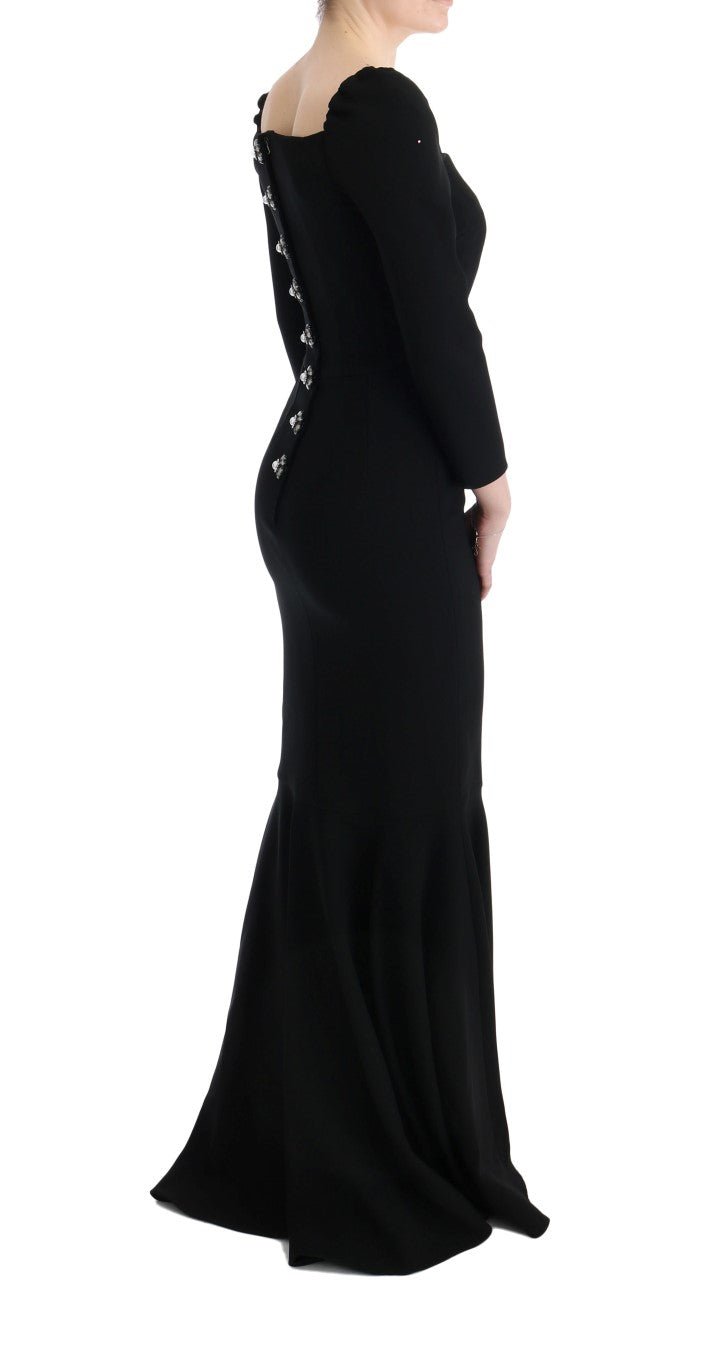 Black Stretch Crystal Sheath Long Dress - coffeewithmee2Dolce & GabbanaP1908S