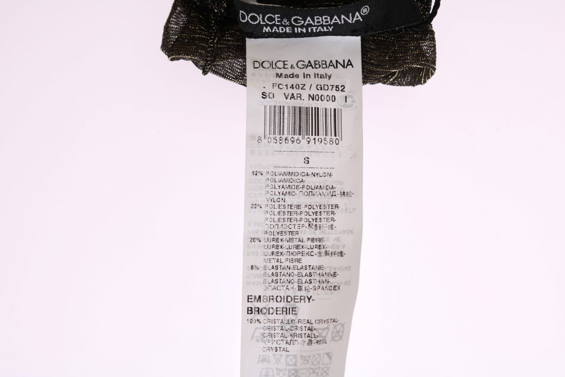 Black Stretch Floral Clear Crystal Socks - coffeewithmee2Dolce & GabbanaP2200S