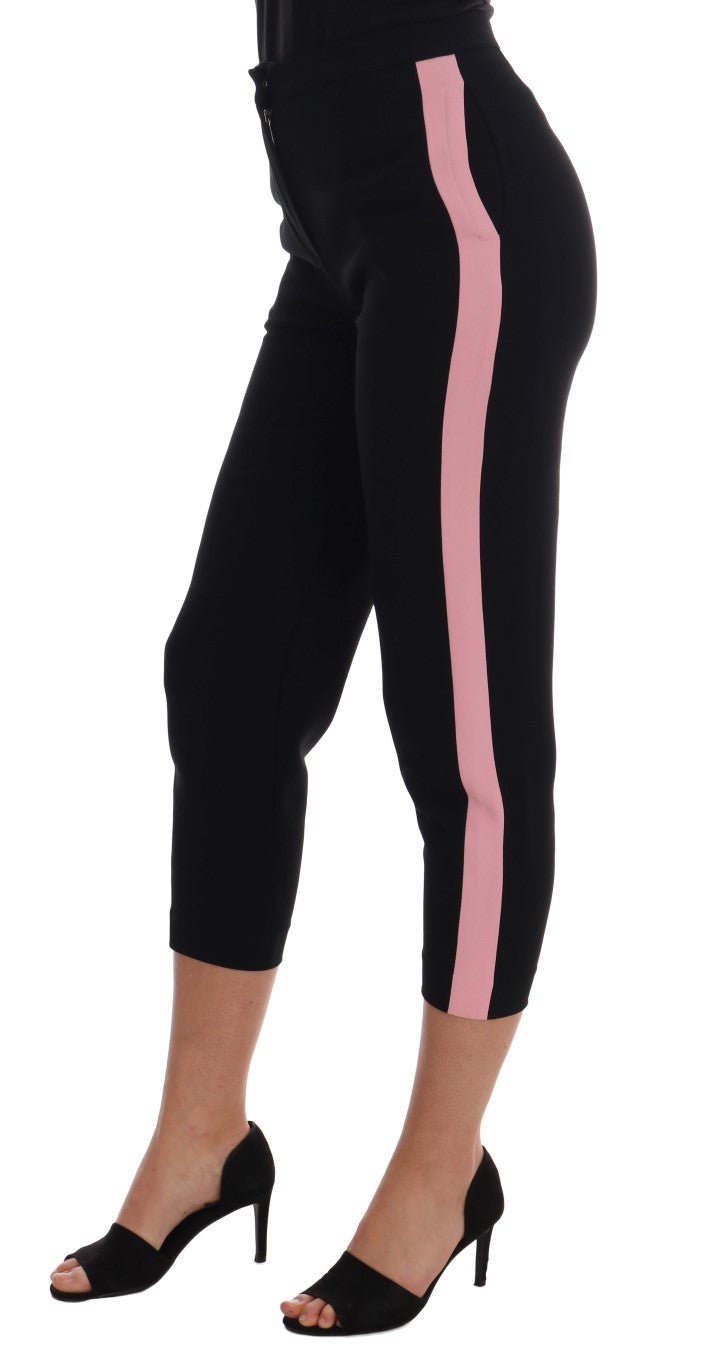 Black Stretch Pink Stripes Capri Pants - coffeewithmee2Dolce & GabbanaP1324S