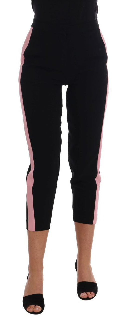 Black Stretch Pink Stripes Capri Pants - coffeewithmee2Dolce & GabbanaP1324S