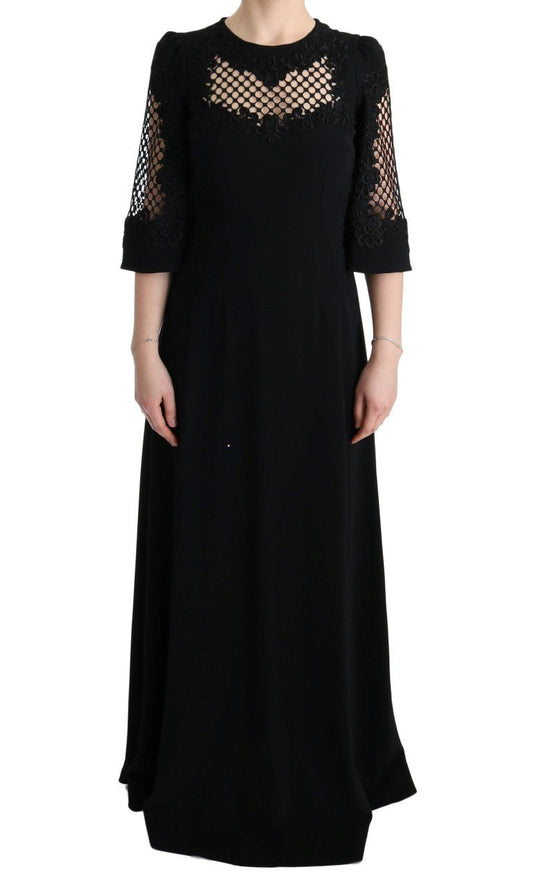 Black Stretch Shift Long Maxi Dress - coffeewithmee2Dolce & GabbanaP1882S
