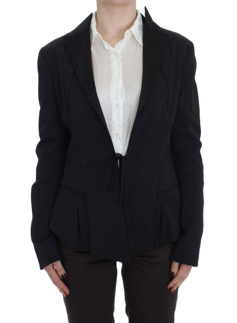 Black Stretch Single Breasted Blazer Jacket - coffeewithmee2ExteP1693S