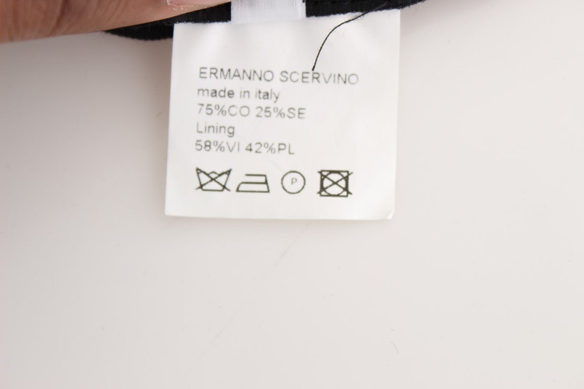 Black Striped Cotton Blend Wide Legs Pants - coffeewithmee2Ermanno ScervinoP1858S