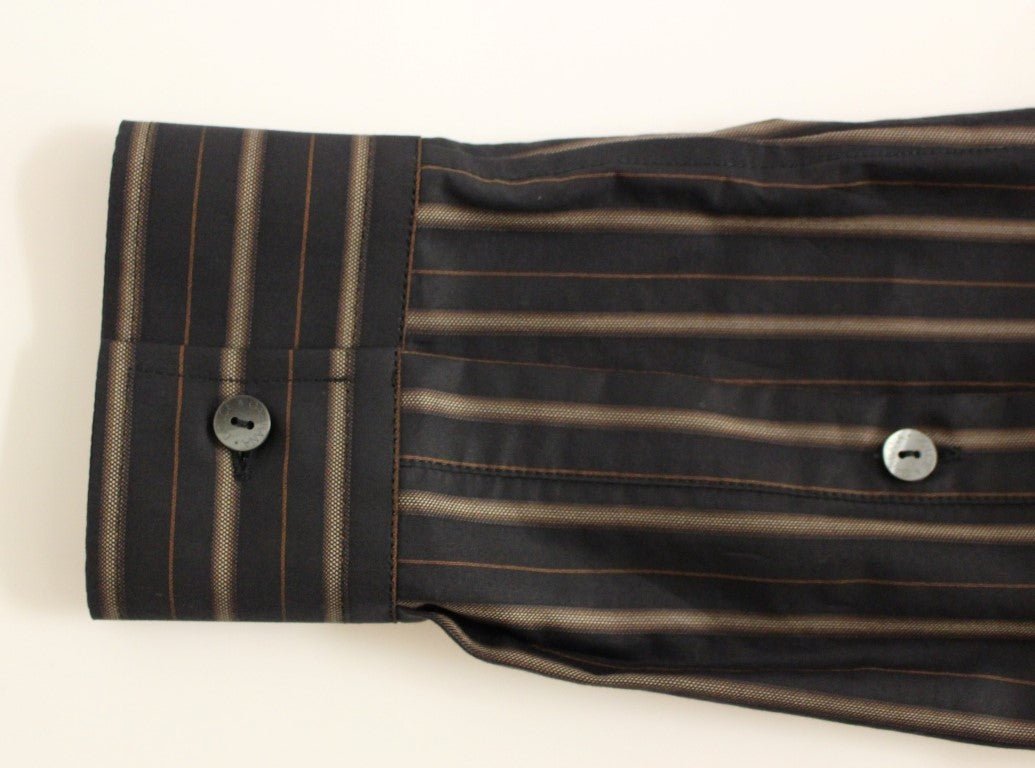 Black Striped Cotton Button Down Shirt - coffeewithmee2Dolce & GabbanaP1265S