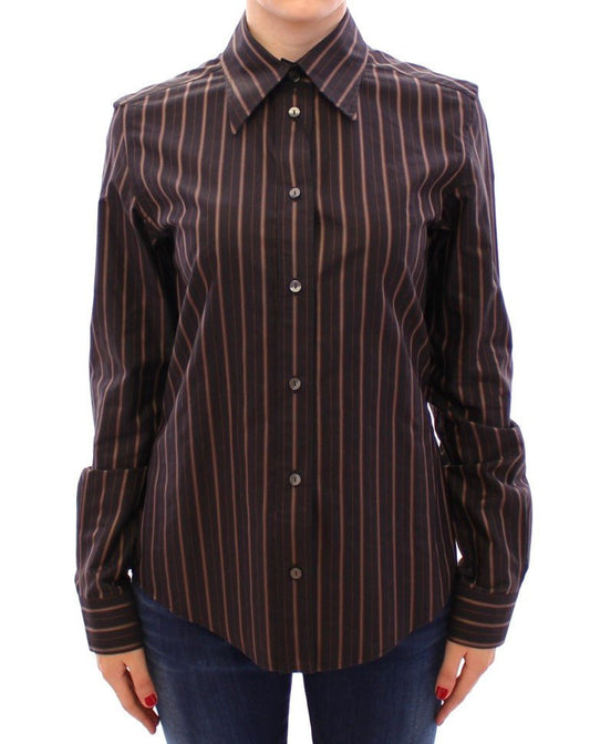 Black Striped Cotton Button Down Shirt - coffeewithmee2Dolce & GabbanaP1265S