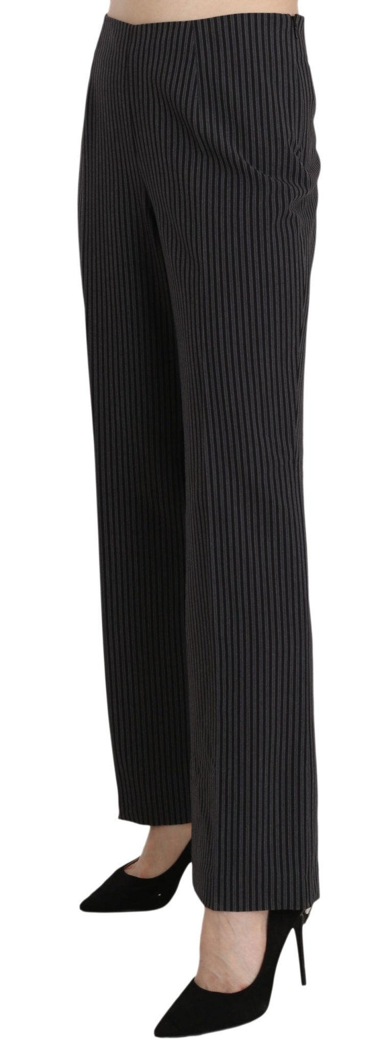 Black Striped Cotton Sretch Dress Trousers Pants - coffeewithmee2BENCIVENGAP2513S