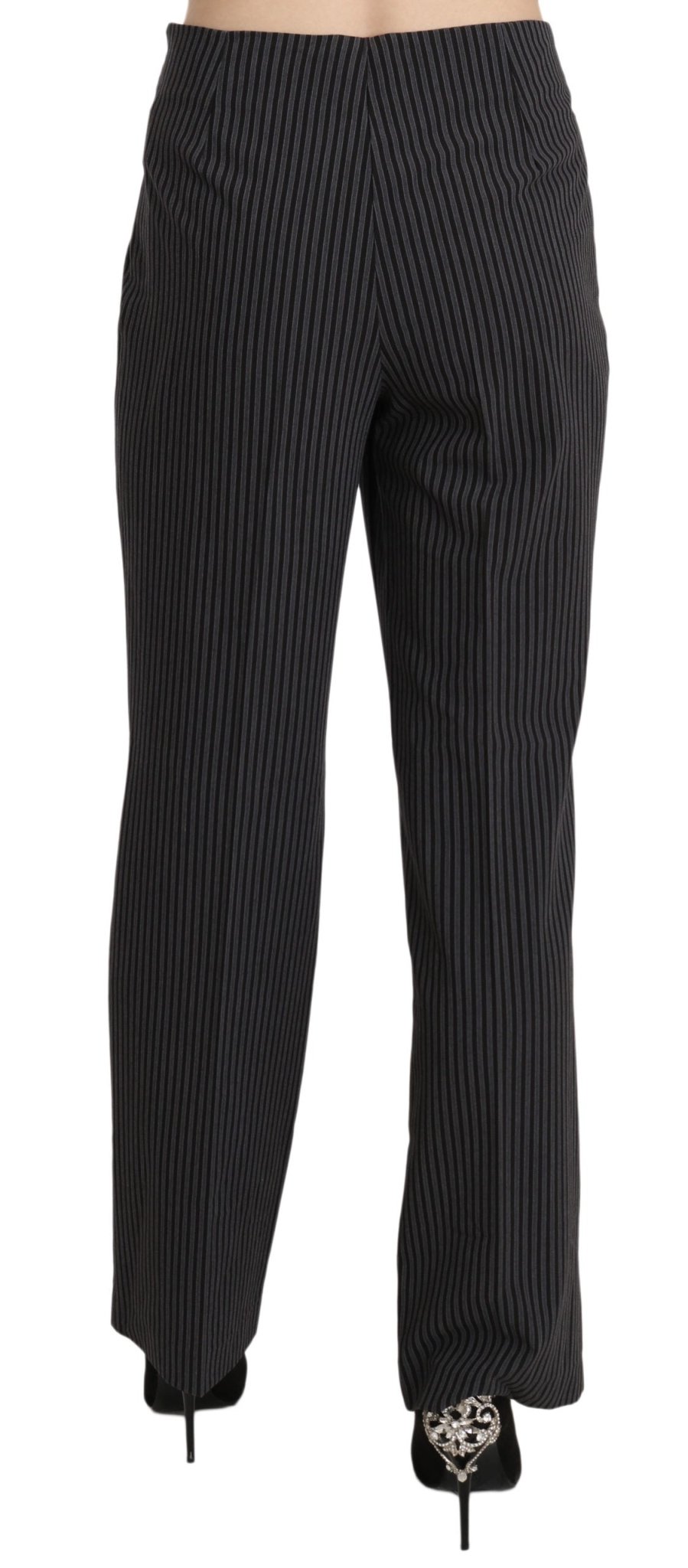 Black Striped Cotton Sretch Dress Trousers Pants - coffeewithmee2BENCIVENGAP2513S
