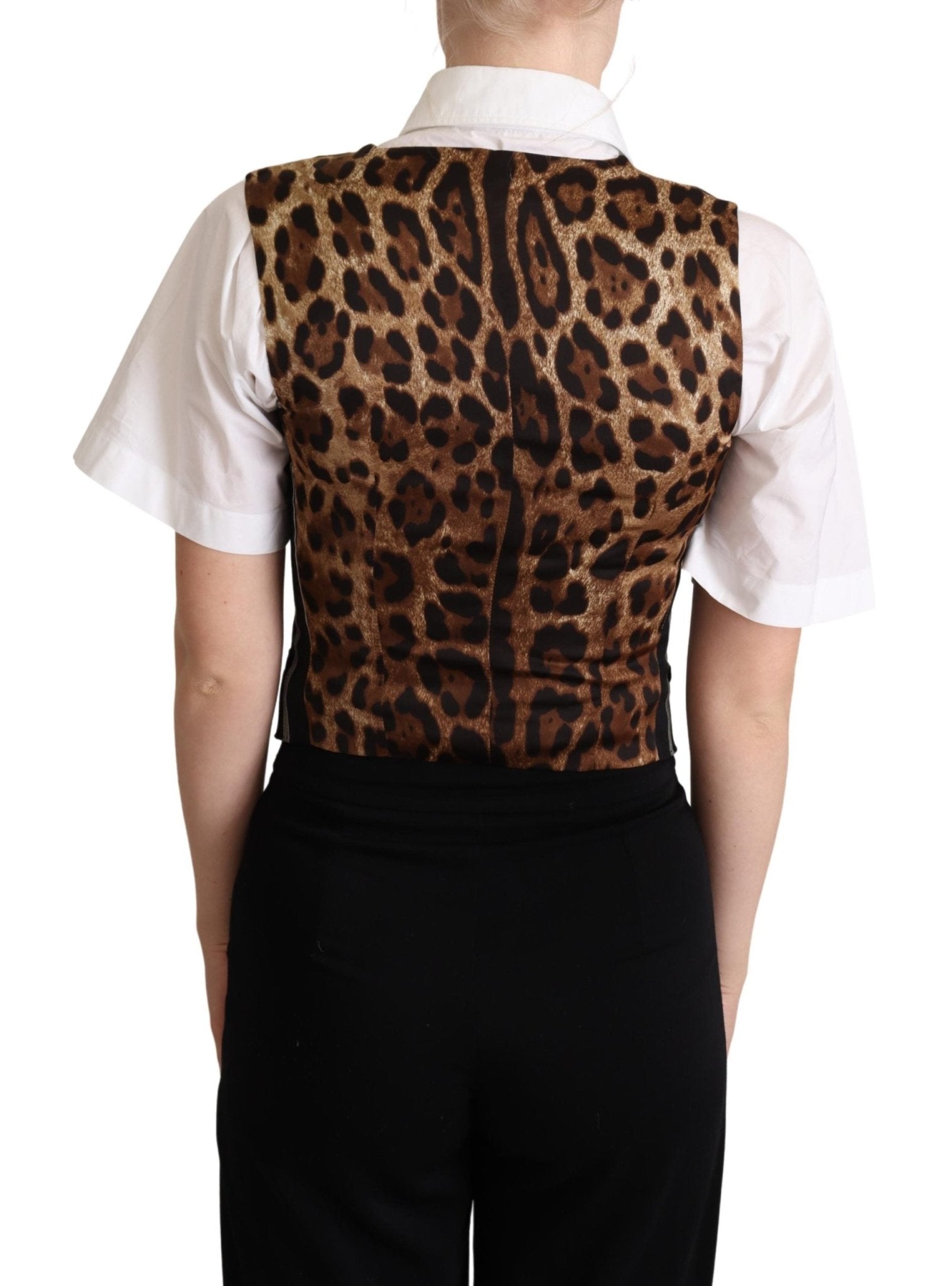 Black Striped Leopard Print Waistcoat Vest - coffeewithmee2Dolce & GabbanaP5276S