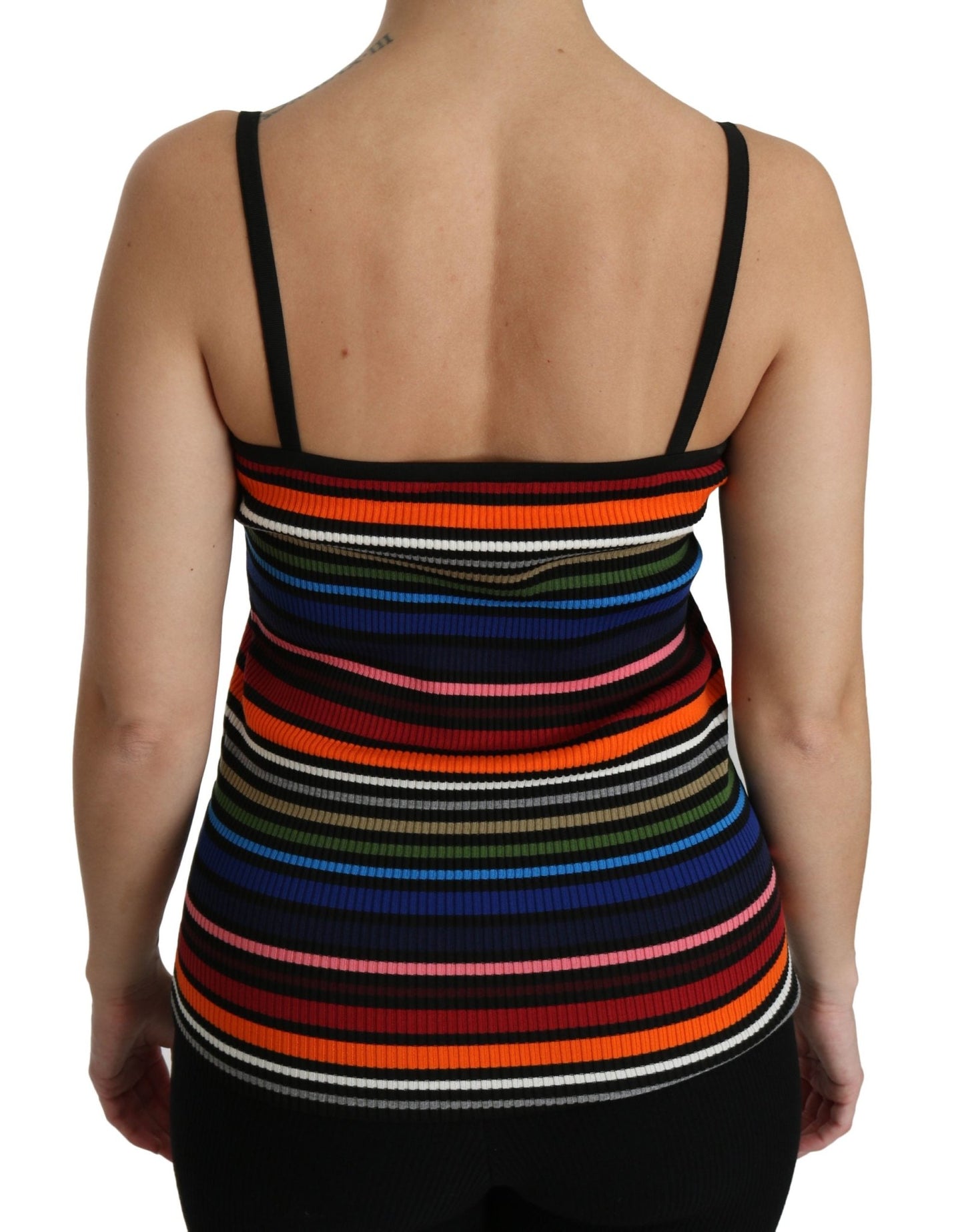Black Striped Sleeveless Blouse Tank Cotton Top - coffeewithmee2Dolce & GabbanaP2747S