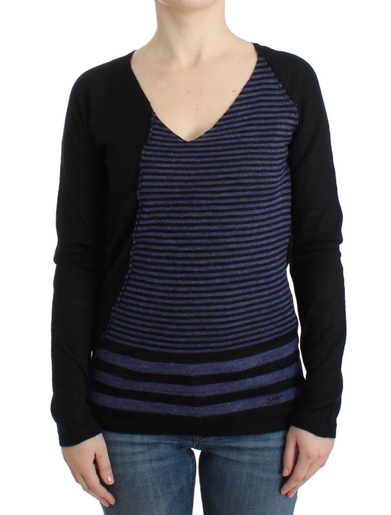 Black striped V-neck sweater - coffeewithmee2Costume NationalP0707S