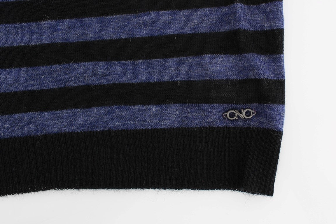 Black striped V-neck sweater - coffeewithmee2Costume NationalP0707S