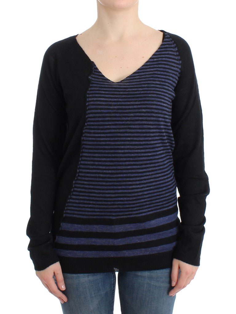 Black striped V-neck sweater - coffeewithmee2Costume NationalP0704S