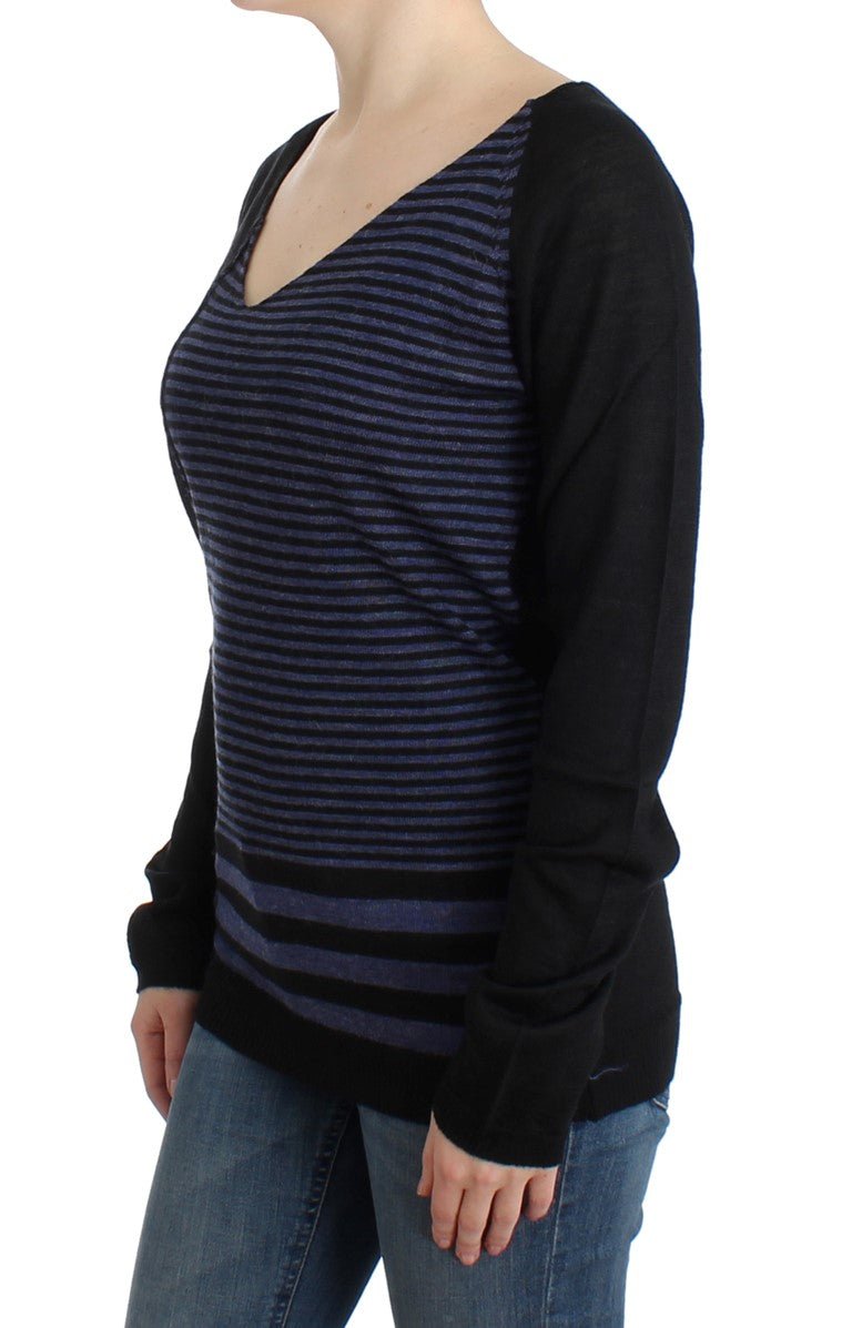 Black striped V-neck sweater - coffeewithmee2Costume NationalP0704S
