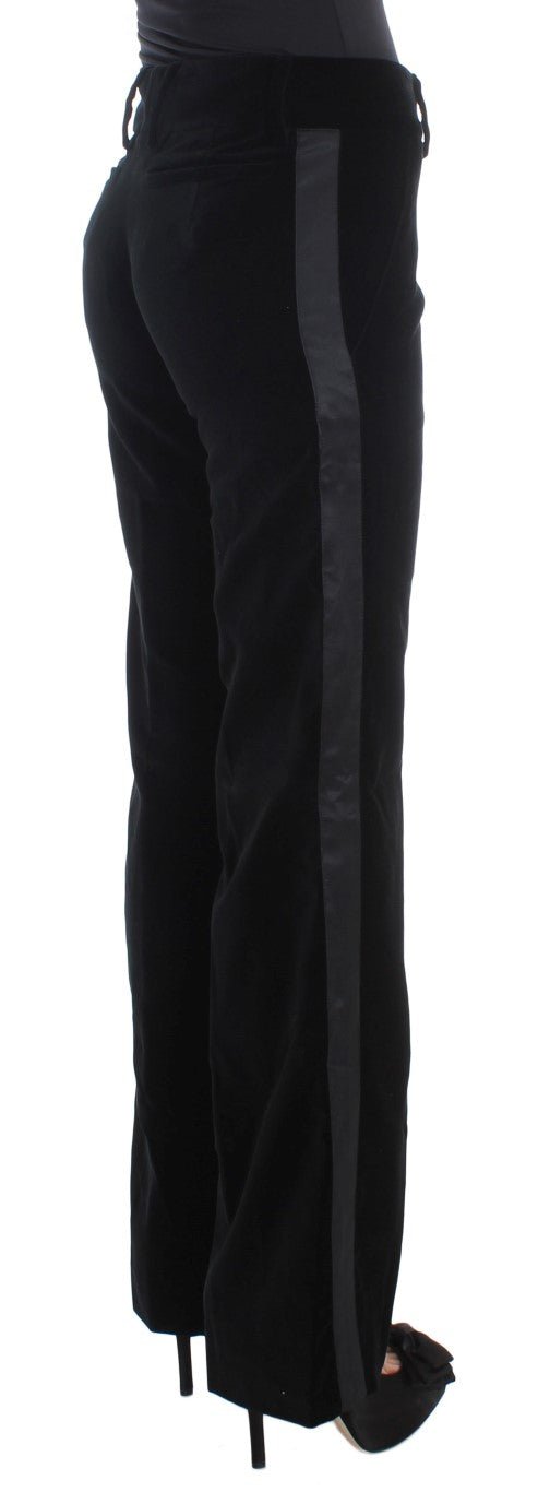 Black Striped Velvet Viscose Bootcut Pants - coffeewithmee2Ermanno ScervinoP1852S