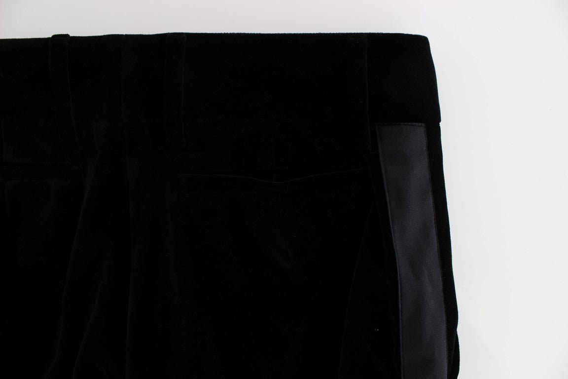 Black Striped Velvet Viscose Bootcut Pants - coffeewithmee2Ermanno ScervinoP1852S