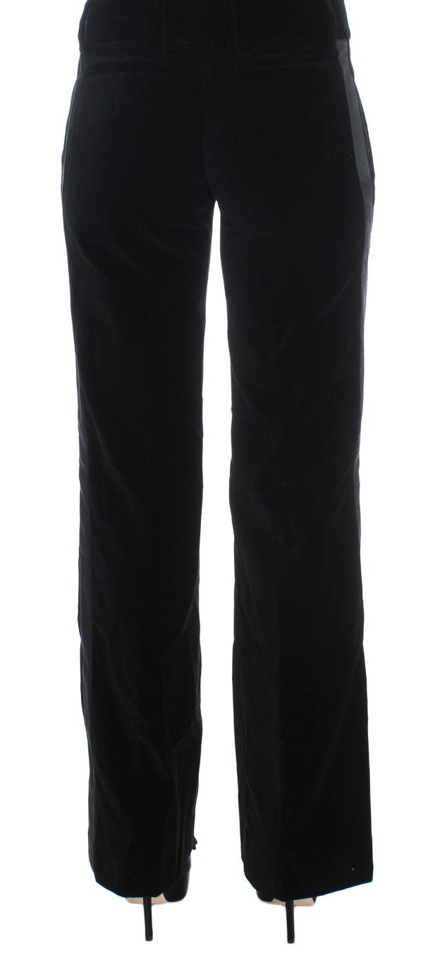 Black Striped Velvet Viscose Bootcut Pants - coffeewithmee2Ermanno ScervinoP1852S