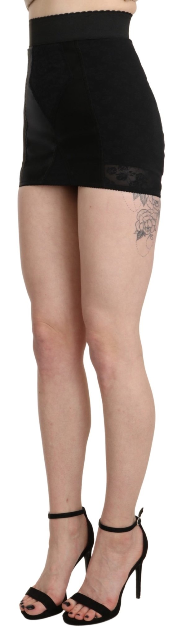 Black Underskirt Short Lace Stretch Skirt - coffeewithmee2Dolce & GabbanaP3415S