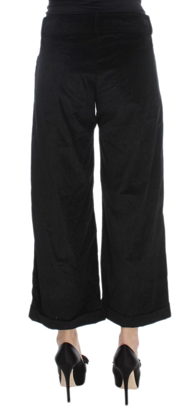 Black Velvet Cotton Capri Bootcut Pants - coffeewithmee2Ermanno ScervinoP1851S